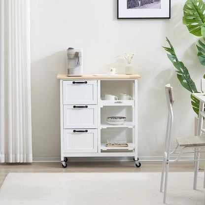 Three Drawers Three Layers Spray Paint Dining Car Kitchen Carts