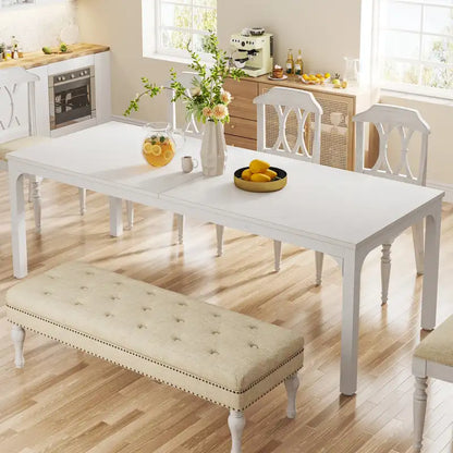 78.74 Inches Industrial Rectangular Dining Table with Heavy-Duty Metal Legs (Only Table)