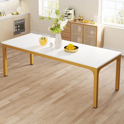 78.74 Inches Industrial Rectangular Dining Table with Heavy-Duty Metal Legs (Only Table)