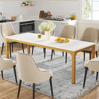 78.74 Inches Industrial Rectangular Dining Table with Heavy-Duty Metal Legs (Only Table)