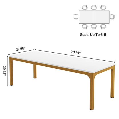 78.74 Inches Industrial Rectangular Dining Table with Heavy-Duty Metal Legs (Only Table)