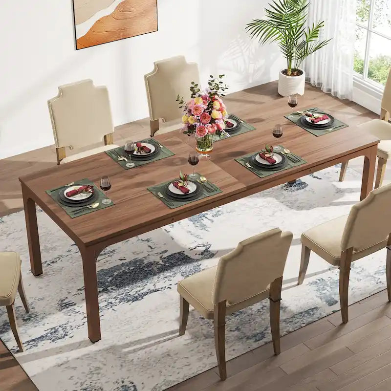 78.74 Inches Industrial Rectangular Dining Table with Heavy-Duty Metal Legs (Only Table)