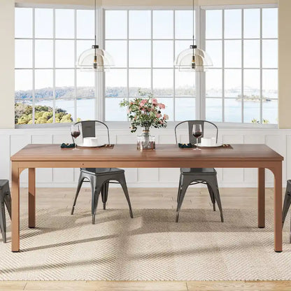 78.74 Inches Industrial Rectangular Dining Table with Heavy-Duty Metal Legs (Only Table)