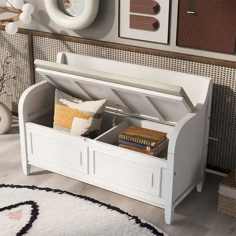 Merax 42 Rustic Style Solid wood Entryway Multifunctional Storage Bench