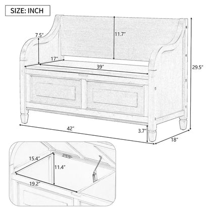 Merax 42 Rustic Style Solid wood Entryway Multifunctional Storage Bench