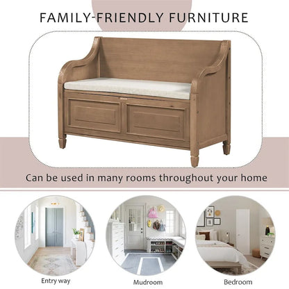 Merax 42 Rustic Style Solid wood Entryway Multifunctional Storage Bench