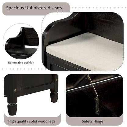 Merax 42 Rustic Style Solid wood Entryway Multifunctional Storage Bench