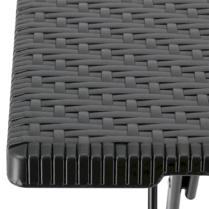 Plastic Rattan Folding Square Table in Black