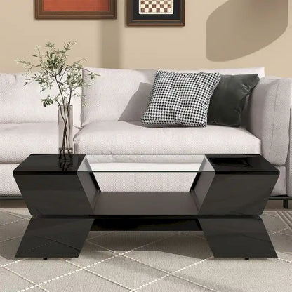 Merax Geometric Style Cocktail Table with Great Storage Capacity