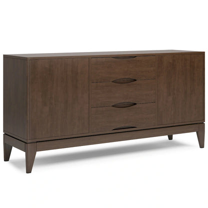 WYNDENHALL Pearson SOLID HARDWOOD 60 inch Wide Mid Century Design Sideboard Buffet in Walnut Brown - 17 d x 60 w x 30 h