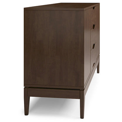 WYNDENHALL Pearson SOLID HARDWOOD 60 inch Wide Mid Century Design Sideboard Buffet in Walnut Brown - 17 d x 60 w x 30 h