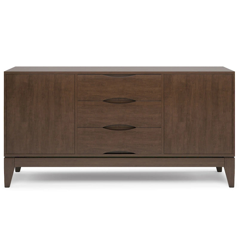 WYNDENHALL Pearson SOLID HARDWOOD 60 inch Wide Mid Century Design Sideboard Buffet in Walnut Brown - 17 d x 60 w x 30 h