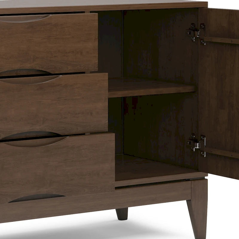 WYNDENHALL Pearson SOLID HARDWOOD 60 inch Wide Mid Century Design Sideboard Buffet in Walnut Brown - 17 d x 60 w x 30 h