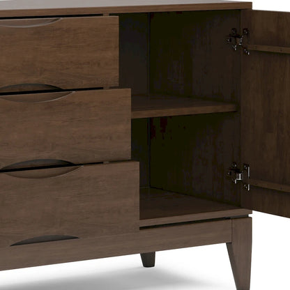 WYNDENHALL Pearson SOLID HARDWOOD 60 inch Wide Mid Century Design Sideboard Buffet in Walnut Brown - 17 d x 60 w x 30 h