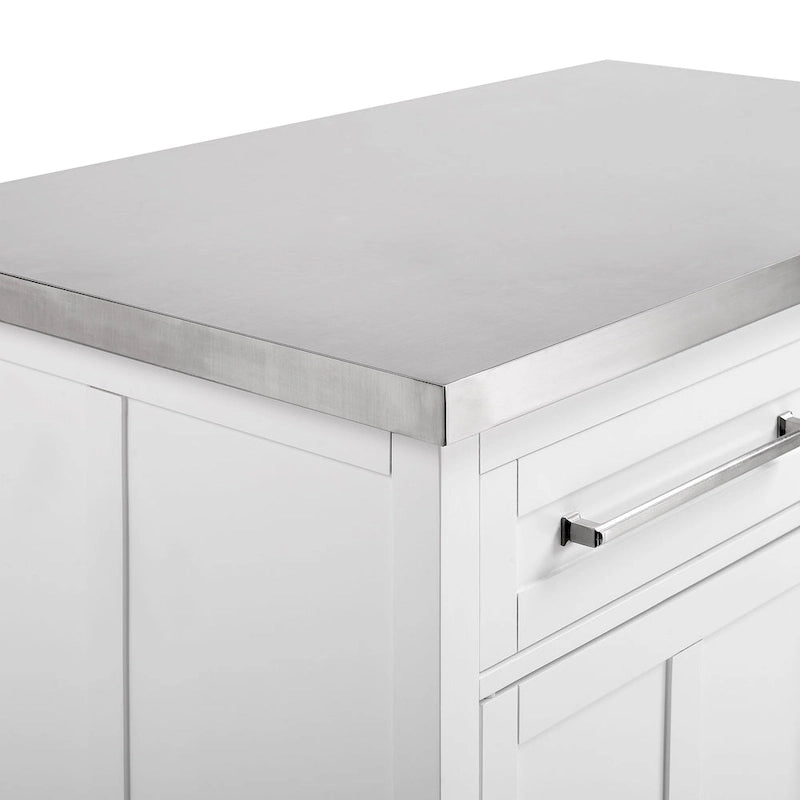 Crosley Silvia Stainless Steel Top Kitchen Island W/X-Back Stools - 57d x 46w x 41h
