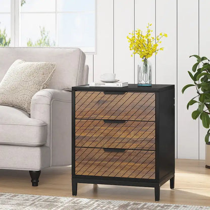 Night Stands Bedside Table with Drawers, Modern Wood Grain Nightstand for Bedrooms