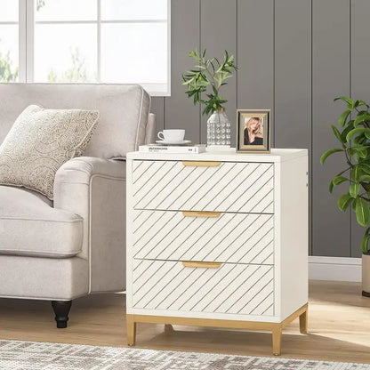 Night Stands Bedside Table with Drawers, Modern Wood Grain Nightstand for Bedrooms