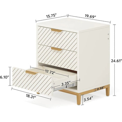 Night Stands Bedside Table with Drawers, Modern Wood Grain Nightstand for Bedrooms