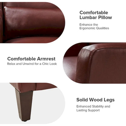 Erich Genuine Leather Wingback Armchair with Pillow by HULALA HOME