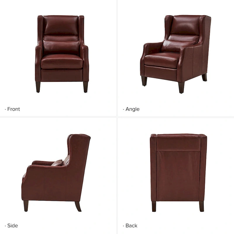 Erich Genuine Leather Wingback Armchair with Pillow by HULALA HOME