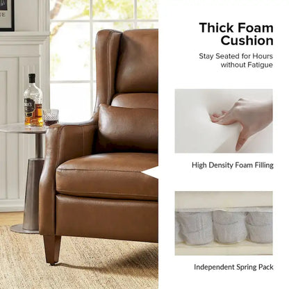 Erich Genuine Leather Wingback Armchair with Pillow by HULALA HOME