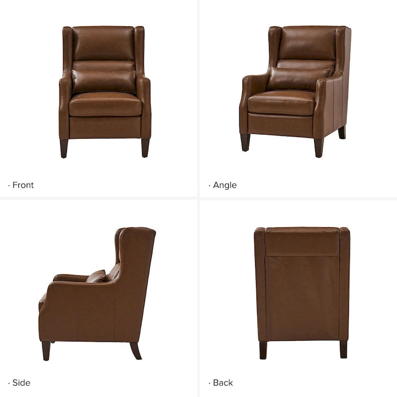 Erich Genuine Leather Wingback Armchair with Pillow by HULALA HOME
