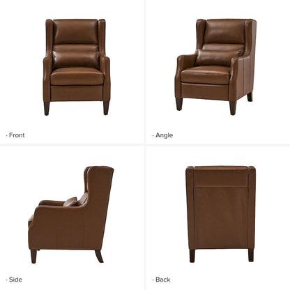 Erich Genuine Leather Wingback Armchair with Pillow by HULALA HOME