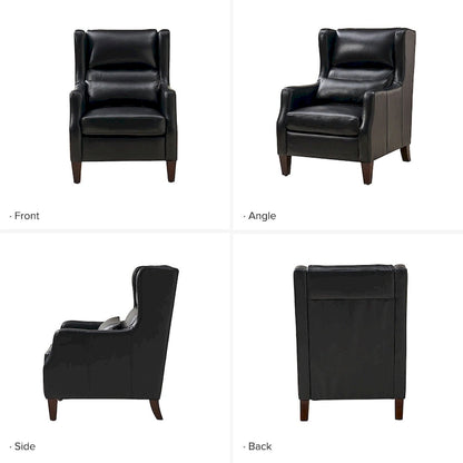 Erich Genuine Leather Wingback Armchair with Pillow by HULALA HOME