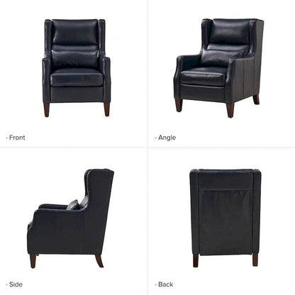 Erich Genuine Leather Wingback Armchair with Pillow by HULALA HOME