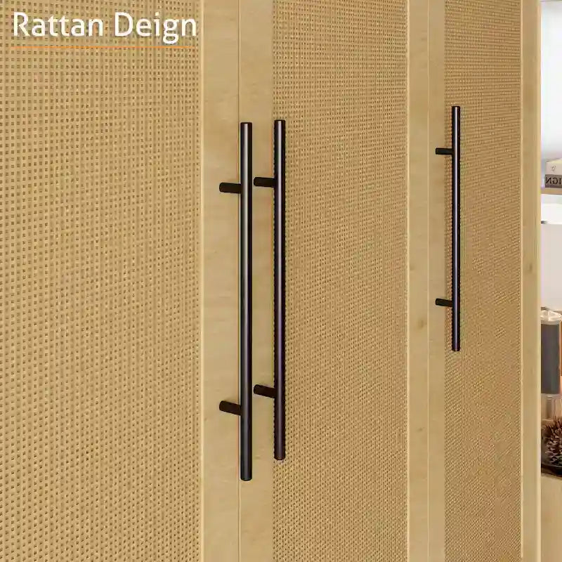47 W Family 4-Door Wardrobe Armoires Closet 2 Drawer Storage Rattan Style - N/A