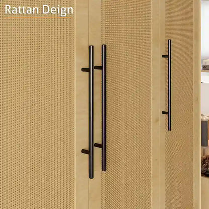 47 W Family 4-Door Wardrobe Armoires Closet 2 Drawer Storage Rattan Style - N/A