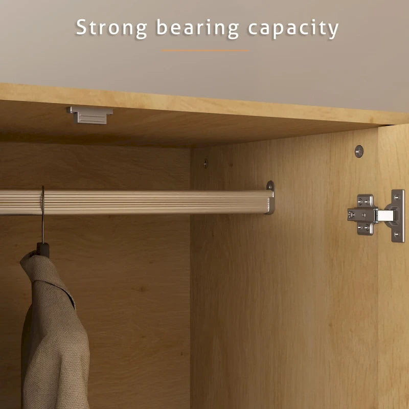 47 W Family 4-Door Wardrobe Armoires Closet 2 Drawer Storage Rattan Style - N/A