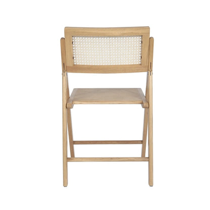 Folding Armless Cane Rattan Chairs with Breathable Woven Backrests - 2 Pack