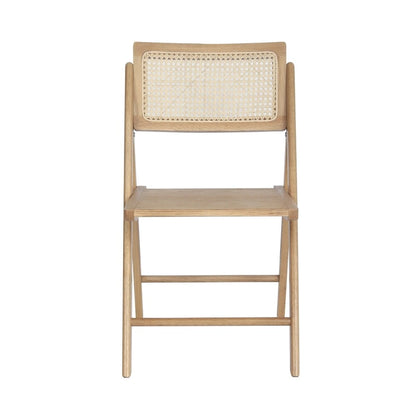 Folding Armless Cane Rattan Chairs with Breathable Woven Backrests - 2 Pack