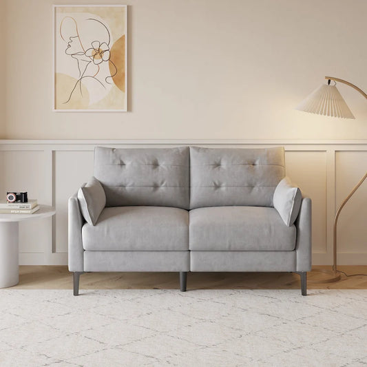 57.5  cotton-linen light grey double sofa Metal feet Plastic feet Thick cushion with two armrests