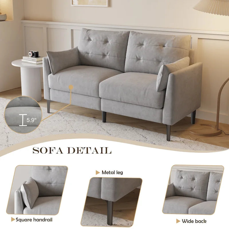 57.5  cotton-linen light grey double sofa Metal feet Plastic feet Thick cushion with two armrests