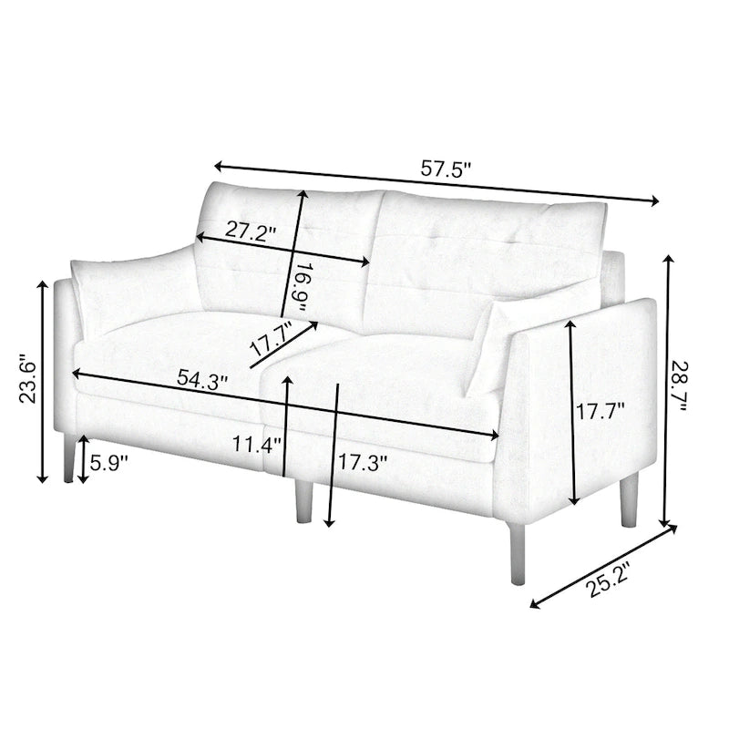 57.5  cotton-linen light grey double sofa Metal feet Plastic feet Thick cushion with two armrests