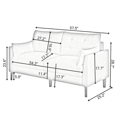 57.5  cotton-linen light grey double sofa Metal feet Plastic feet Thick cushion with two armrests
