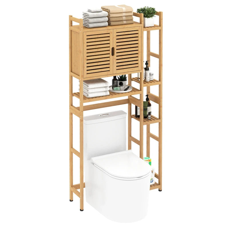 Moasis Bamboo Over-The-Toilet Cabinet with Shelf for Bathroom Storage