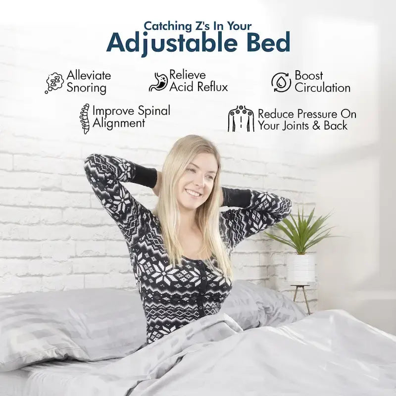 Renanim Adjustable Bed with 14  Mattress, Anti-Snore Preset, Dual Massage, USB Ports, App Control, Remote, Underbed Light