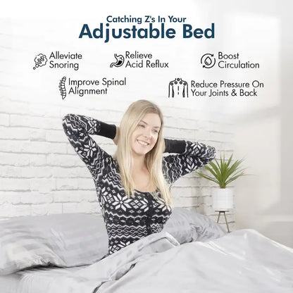 Renanim Adjustable Bed with 14  Mattress, Anti-Snore Preset, Dual Massage, USB Ports, App Control, Remote, Underbed Light