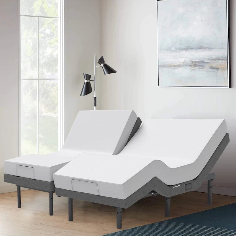 Renanim Adjustable Bed with 14  Mattress, Anti-Snore Preset, Dual Massage, USB Ports, App Control, Remote, Underbed Light