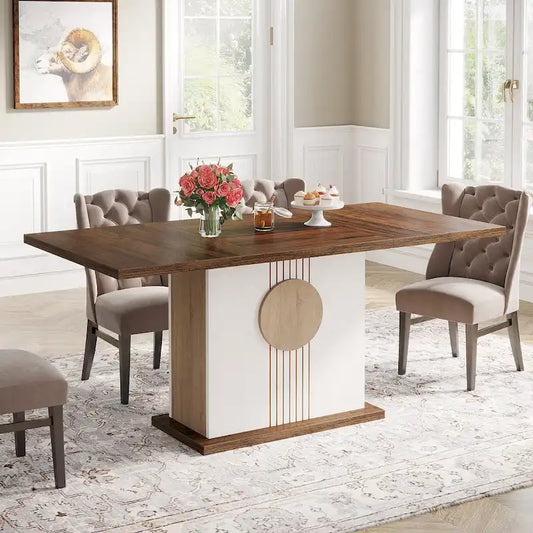 55 inches Wood Rectangle Dining Table for Kitchen Dining Room - N/A