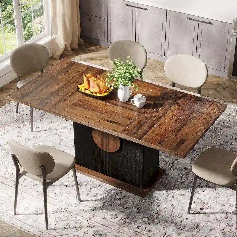 55 inches Wood Rectangle Dining Table for Kitchen Dining Room - N/A