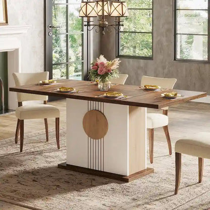 55 inches Wood Rectangle Dining Table for Kitchen Dining Room - N/A