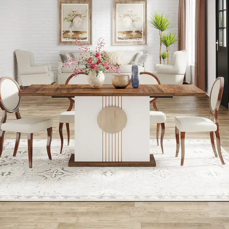 55 inches Wood Rectangle Dining Table for Kitchen Dining Room - N/A