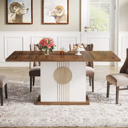 55 inches Wood Rectangle Dining Table for Kitchen Dining Room - N/A