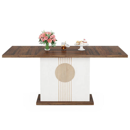 55 inches Wood Rectangle Dining Table for Kitchen Dining Room - N/A