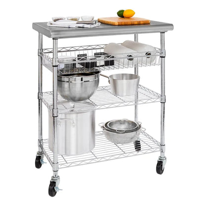 Seville Classics Stainless-Steel Utility Cart NSF, 30 W x 20 D x 36 H - N/A