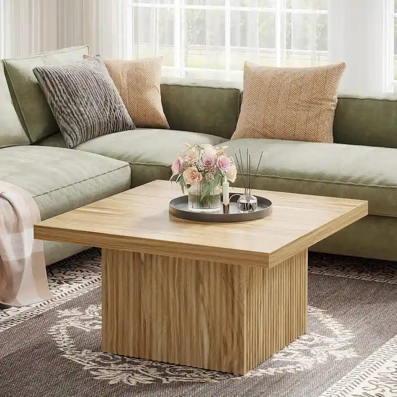 Vintage Brown Square Coffee Table 31.5" - Mid-Century Modern